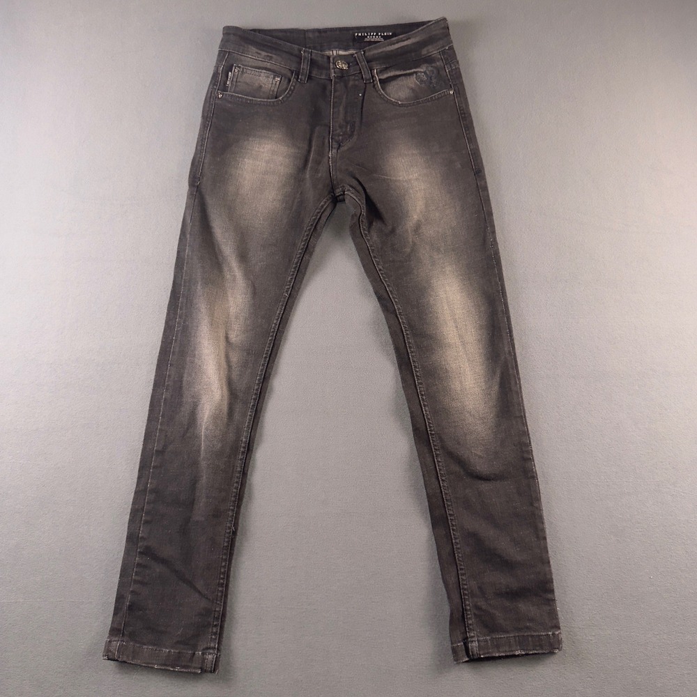 Philipp Plein Homme Slim Fit Jeans Faded Black Luxury Limited Edition Size 30